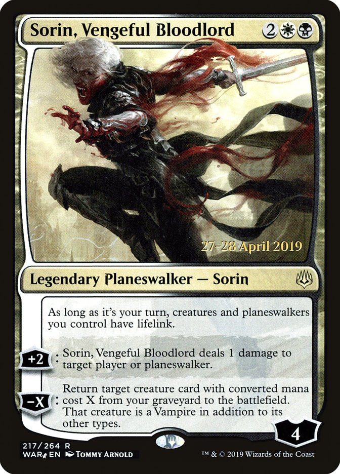 Sorin, Vengeful Bloodlord  [War of the Spark Prerelease Promos] | Gam3 Escape