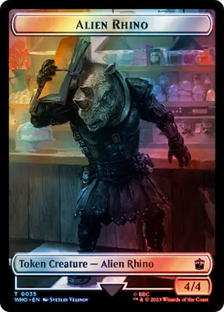 Alien Rhino // Beast Double-Sided Token (Surge Foil) [Doctor Who Tokens] | Gam3 Escape