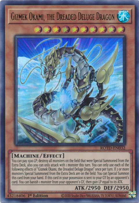 Gizmek Okami, the Dreaded Deluge Dragon [ROTD-EN032] Ultra Rare | Gam3 Escape