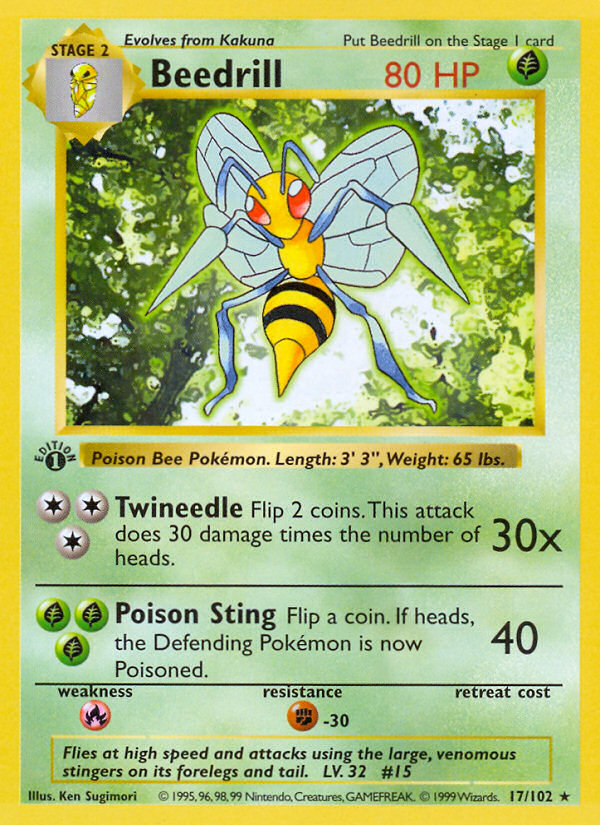 Beedrill (17/102) (Shadowless) [Base Set 1st Edition] | Gam3 Escape