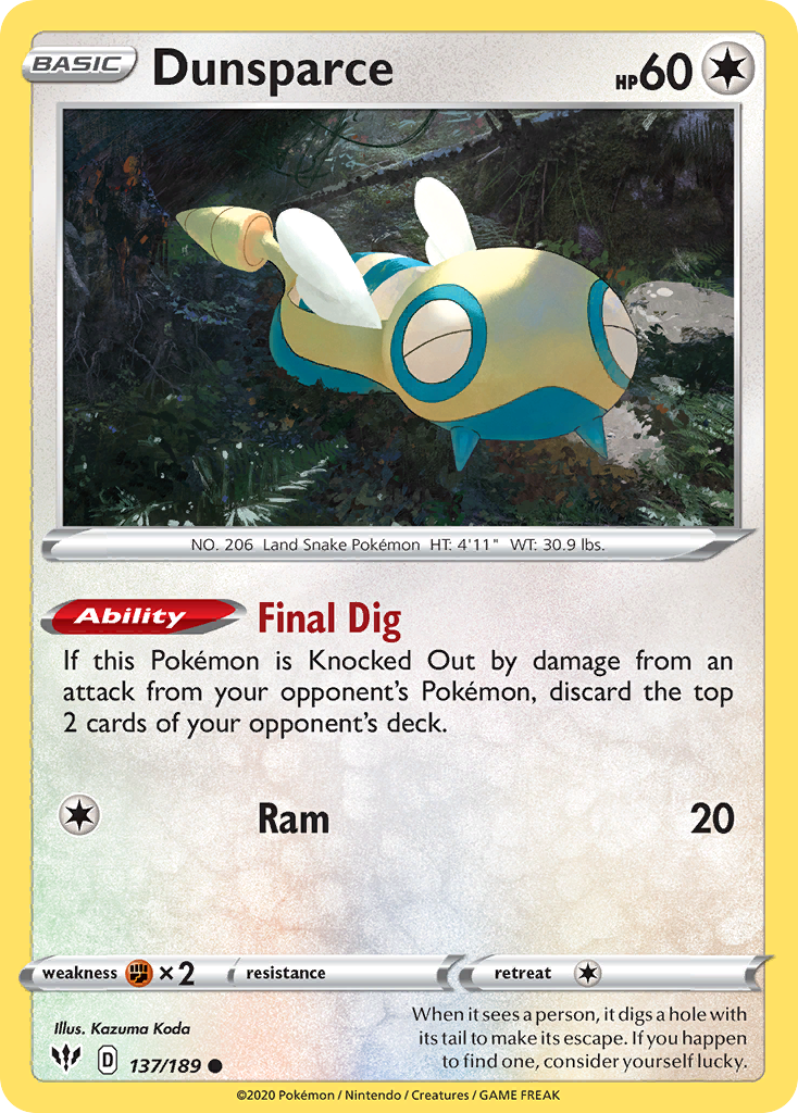 Dunsparce (137/189) [Sword & Shield: Darkness Ablaze] | Gam3 Escape