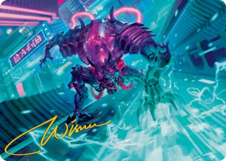 Surgehacker Mech Art Card (Gold-Stamped Signature) [Kamigawa: Neon Dynasty Art Series] | Gam3 Escape