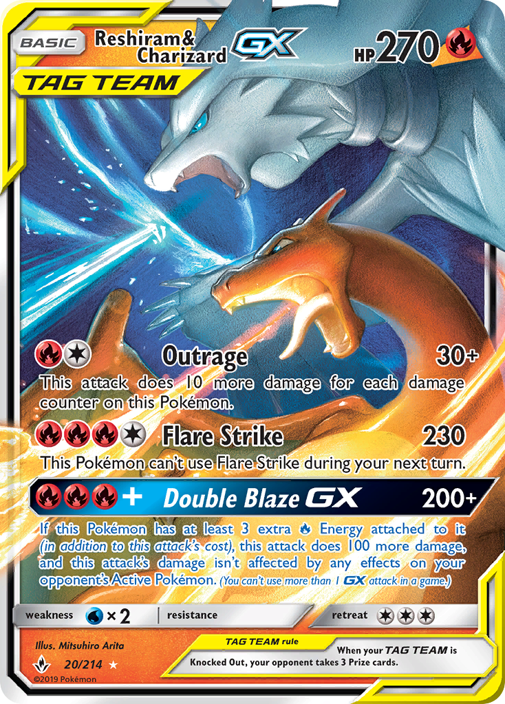 Reshiram & Charizard GX (20/214) [Sun & Moon: Unbroken Bonds] | Gam3 Escape