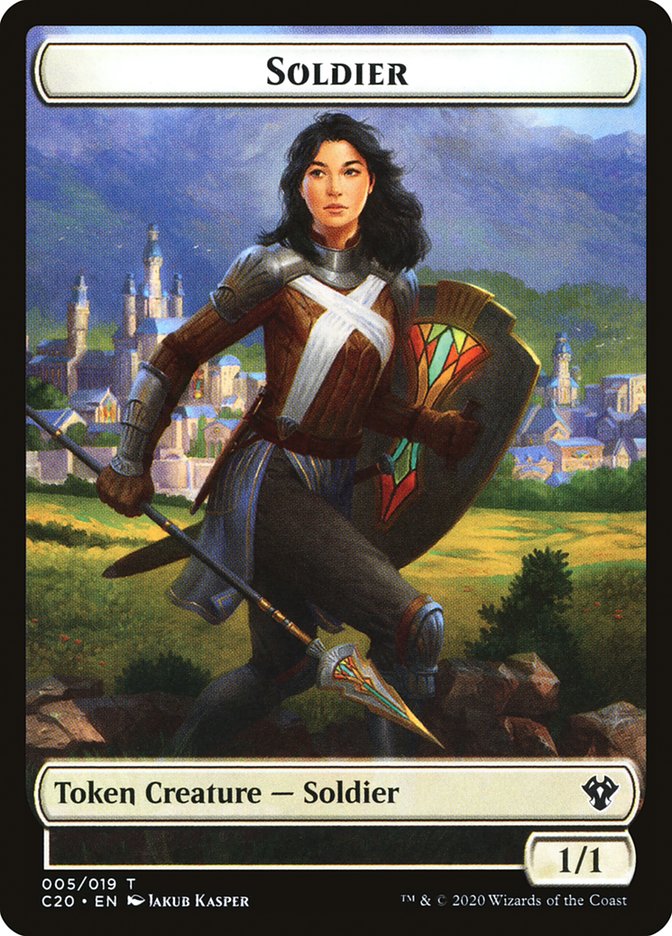 Human Soldier (005) // Drake Double-sided Token [Commander 2020 Tokens] | Gam3 Escape