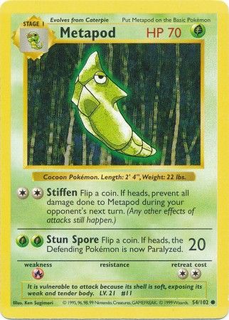 Metapod (54/102) [Base Set Shadowless Unlimited] | Gam3 Escape