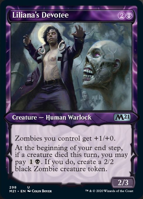 Liliana's Devotee (Showcase) [Core Set 2021] | Gam3 Escape