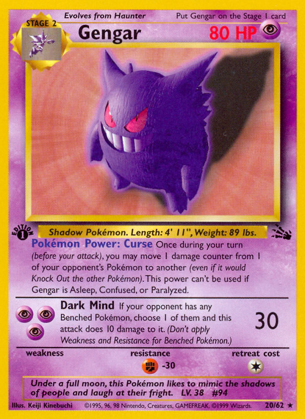 Gengar (20/62) [Fossil 1st Edition] | Gam3 Escape