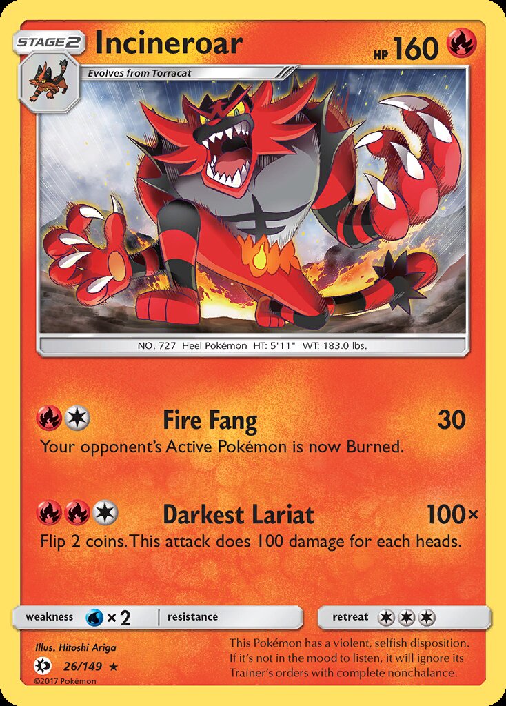 Incineroar (26/149) (Theme Deck Exclusive) [Sun & Moon: Base Set] | Gam3 Escape