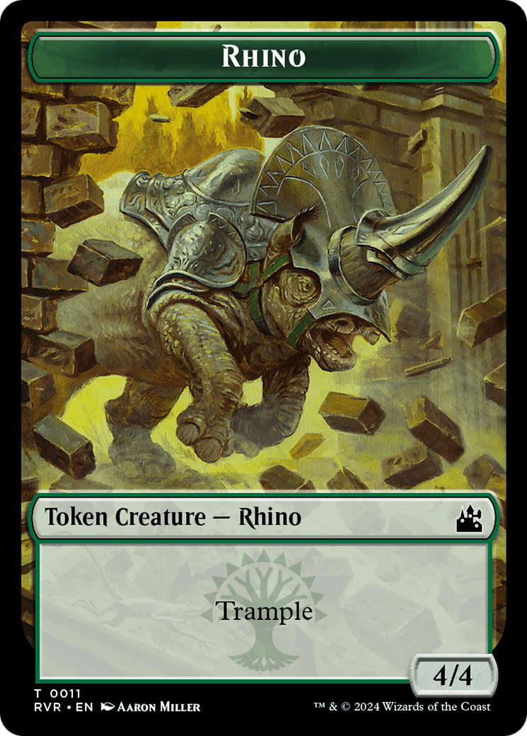 Elf Knight // Rhino Double-Sided Token [Ravnica Remastered Tokens] | Gam3 Escape