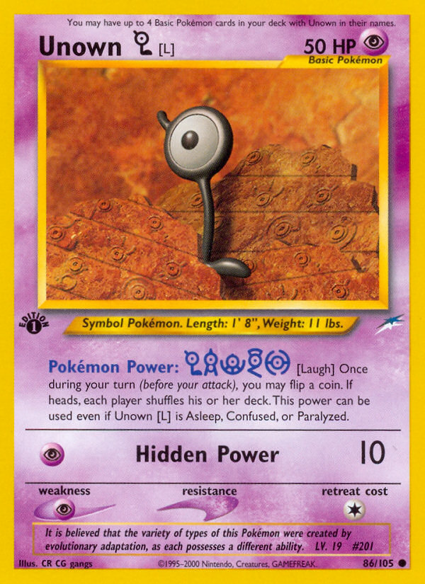 Unown [L] (86/105) [Neo Destiny 1st Edition] | Gam3 Escape