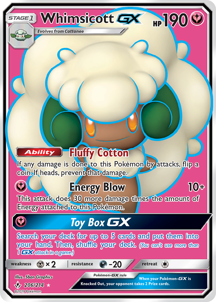 Whimsicott GX (206/214) [Sun & Moon: Unbroken Bonds] | Gam3 Escape