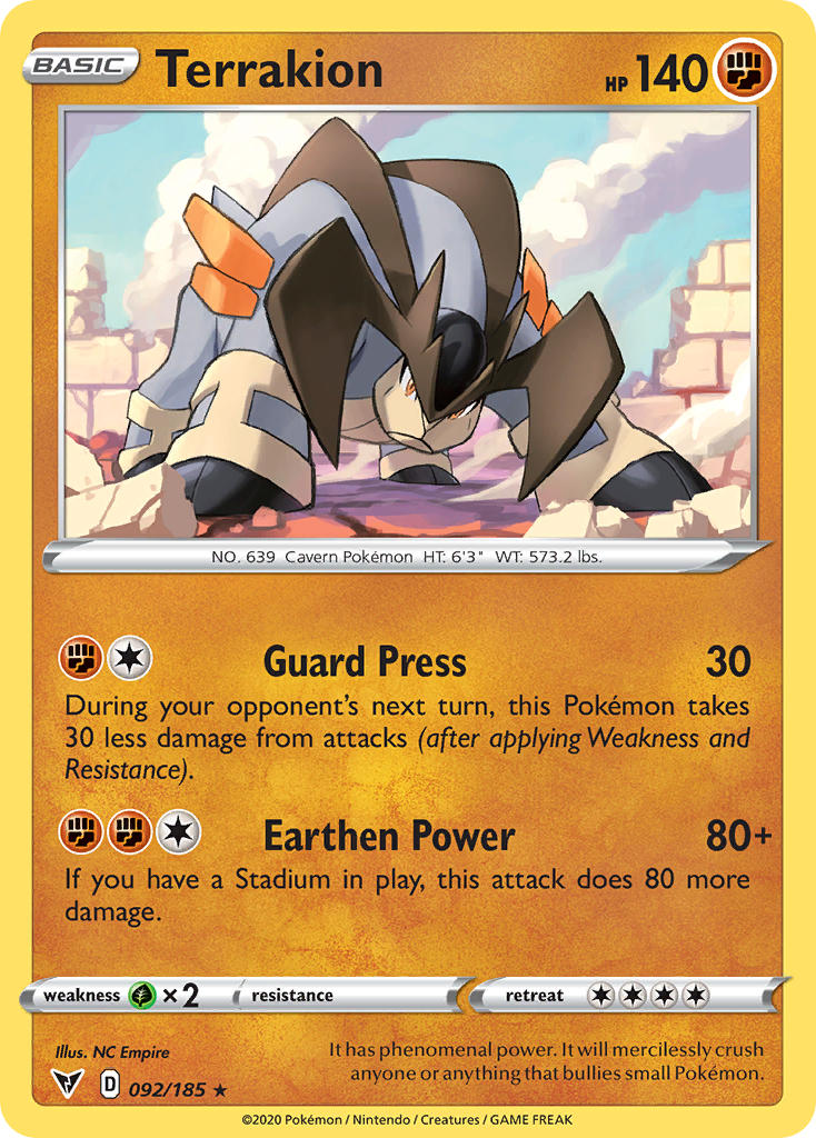 Terrakion (092/185) [Sword & Shield: Vivid Voltage] | Gam3 Escape