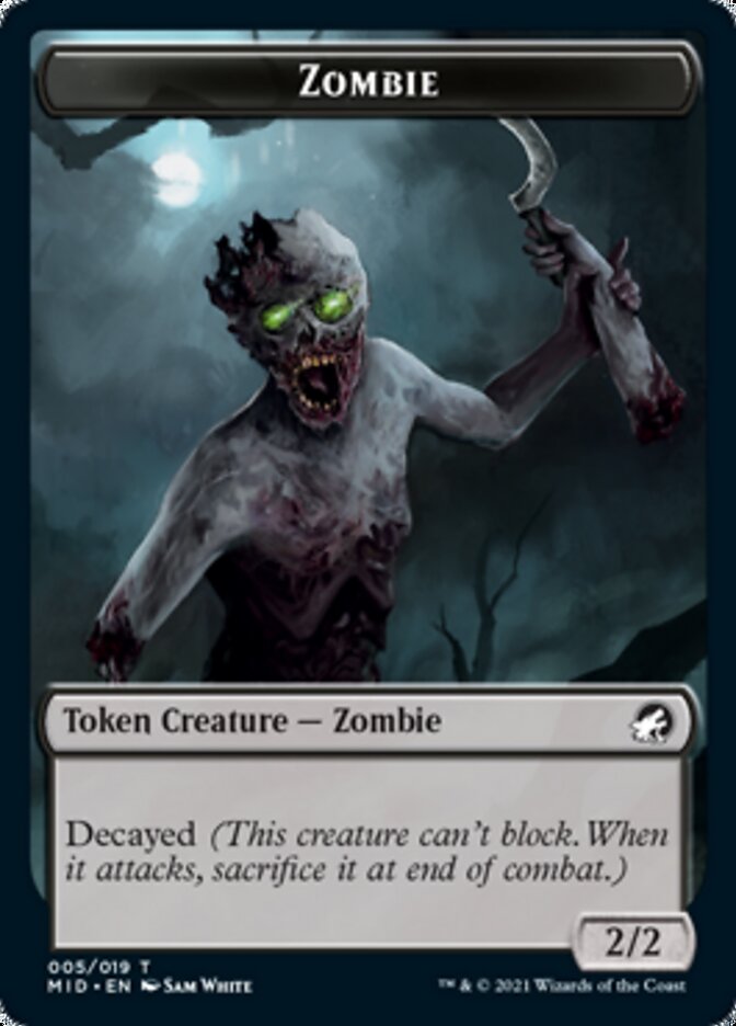 Zombie (005) // Wrenn and Seven Emblem Double-sided Token [Innistrad: Midnight Hunt Tokens] | Gam3 Escape