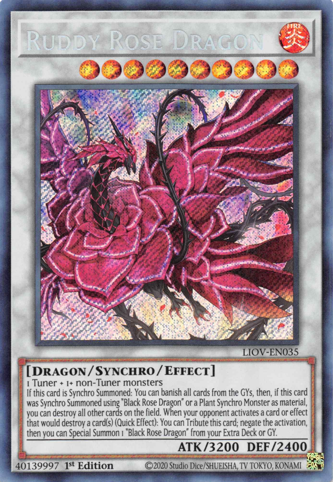 Ruddy Rose Dragon [LIOV-EN035] Secret Rare | Gam3 Escape