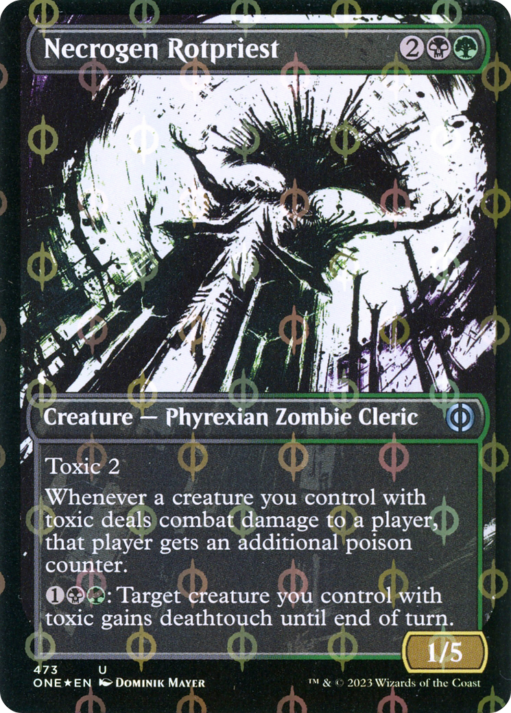 Necrogen Rotpriest (Borderless Ichor Step-and-Compleat Foil) [Phyrexia: All Will Be One] | Gam3 Escape