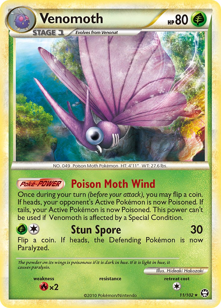 Venomoth (11/102) (Theme Deck Exclusive) [HeartGold & SoulSilver: Triumphant] | Gam3 Escape