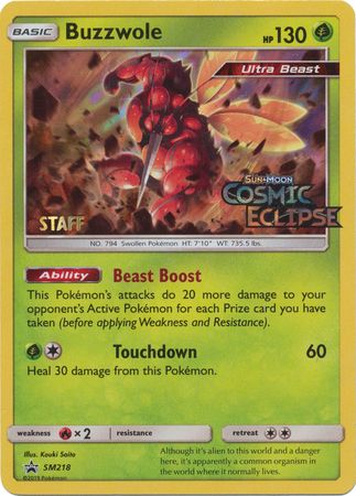 Buzzwole (SM218) (Staff Prerelease Promo) [Sun & Moon: Black Star Promos] | Gam3 Escape