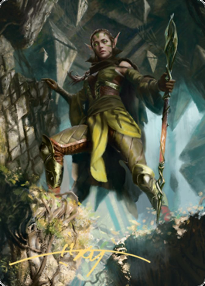 Nissa of Shadowed Boughs 1 Art Card (Gold-Stamped Signature) [Zendikar Rising Art Series] | Gam3 Escape