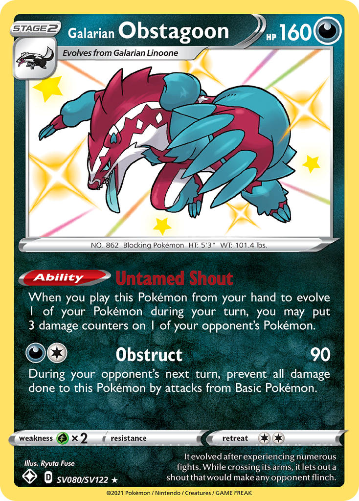 Galarian Obstagoon (SV080/SV122) [Sword & Shield: Shining Fates] | Gam3 Escape