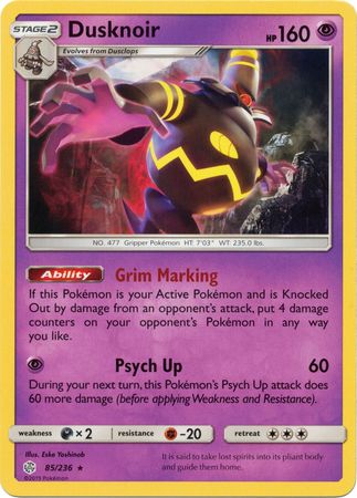 Dusknoir (85/236) (Theme Deck Exclusive) [Sun & Moon: Cosmic Eclipse] | Gam3 Escape