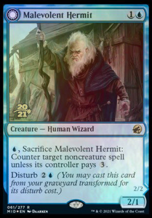 Malevolent Hermit // Benevolent Geist [Innistrad: Midnight Hunt Prerelease Promos] | Gam3 Escape