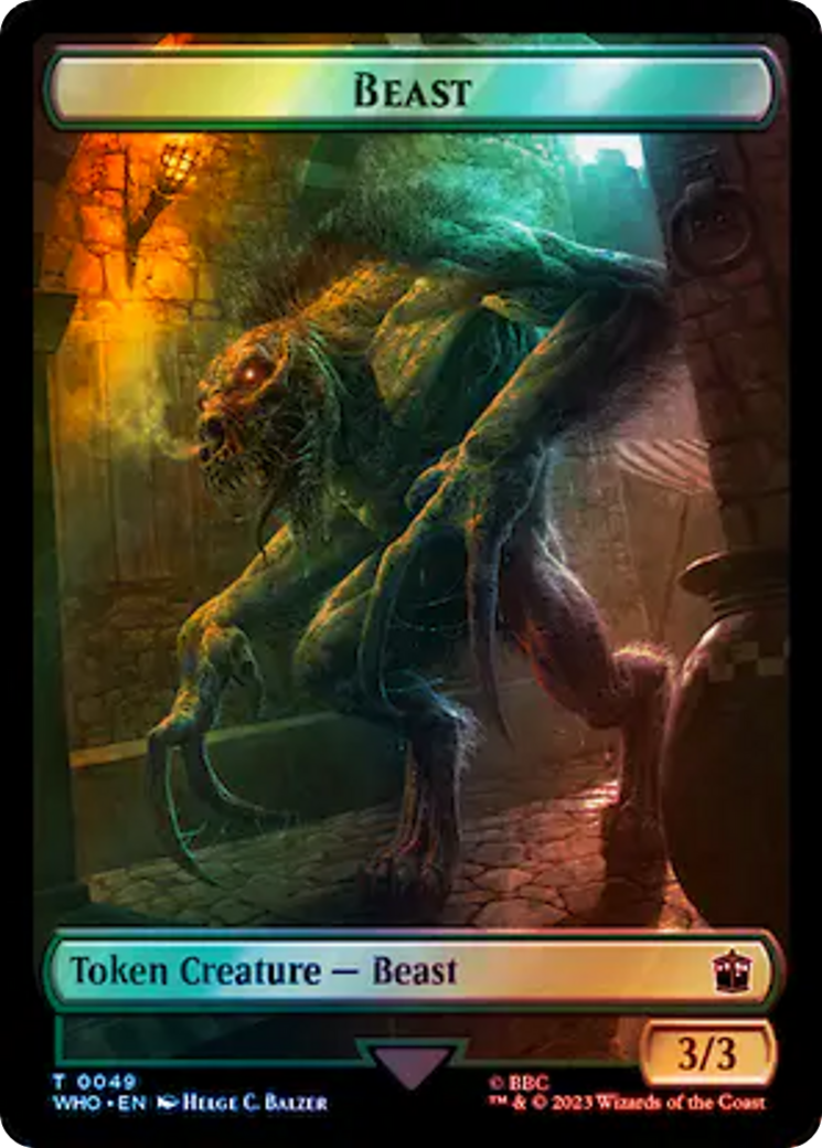 Human Noble // Beast Double-Sided Token (Surge Foil) [Doctor Who Tokens] | Gam3 Escape