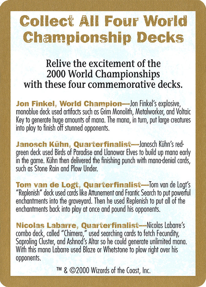 2000 World Championships Ad [World Championship Decks 2000] | Gam3 Escape