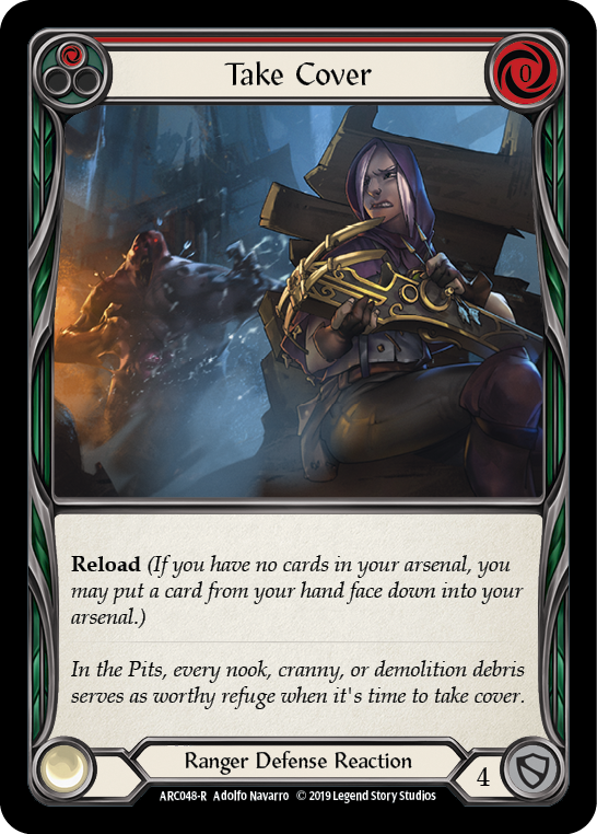 Take Cover (Red) [ARC048-R] 1st Edition Rainbow Foil | Gam3 Escape