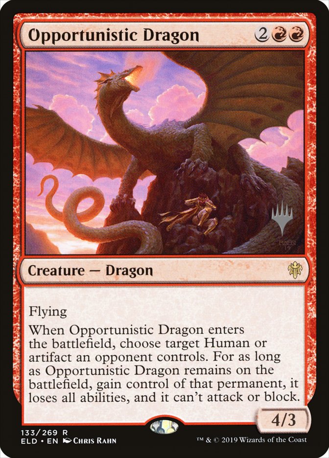 Opportunistic Dragon (Promo Pack) [Throne of Eldraine Promos] | Gam3 Escape