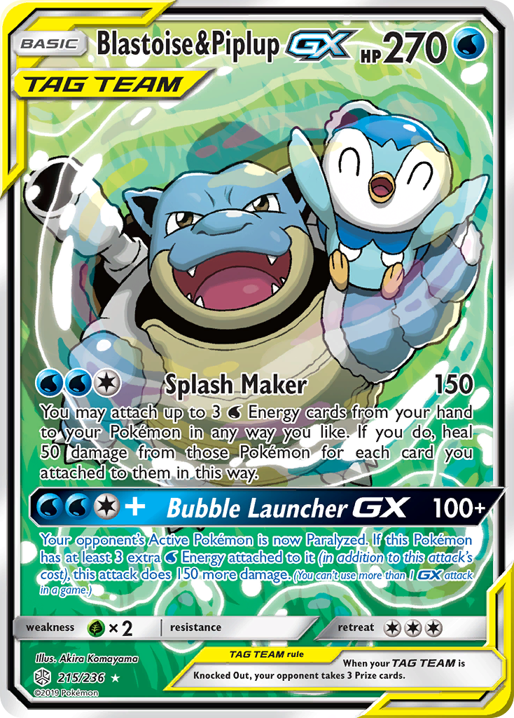 Blastoise & Piplup GX (215/236) [Sun & Moon: Cosmic Eclipse] | Gam3 Escape