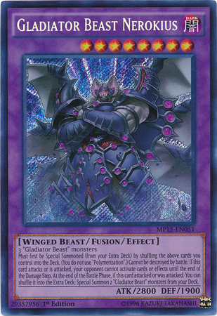 Gladiator Beast Nerokius [MP15-EN051] Secret Rare | Gam3 Escape