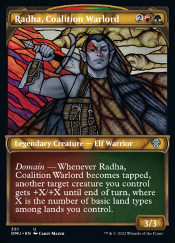 Radha, Coalition Warlord (Showcase Textured) [Dominaria United] | Gam3 Escape