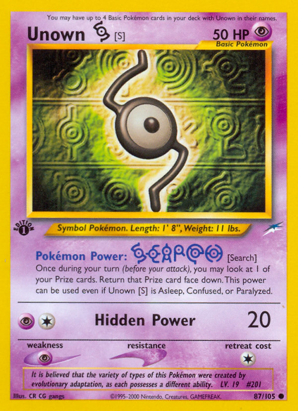 Unown [S] (87/105) [Neo Destiny 1st Edition] | Gam3 Escape