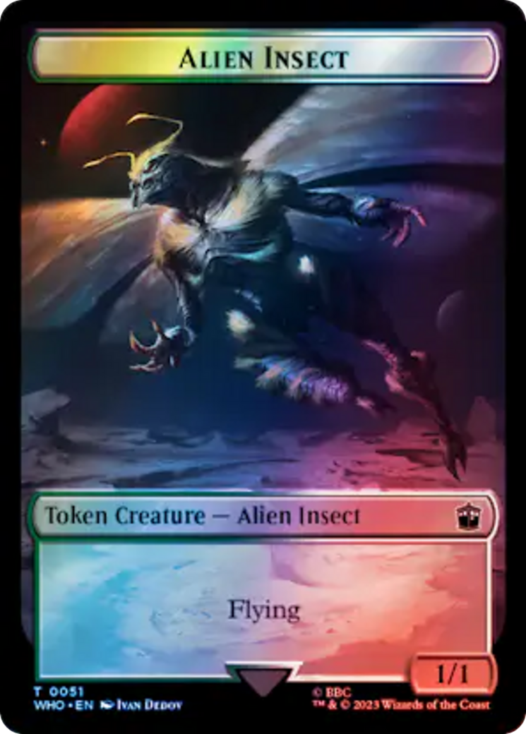 Alien // Alien Insect Double-Sided Token (Surge Foil) [Doctor Who Tokens] | Gam3 Escape