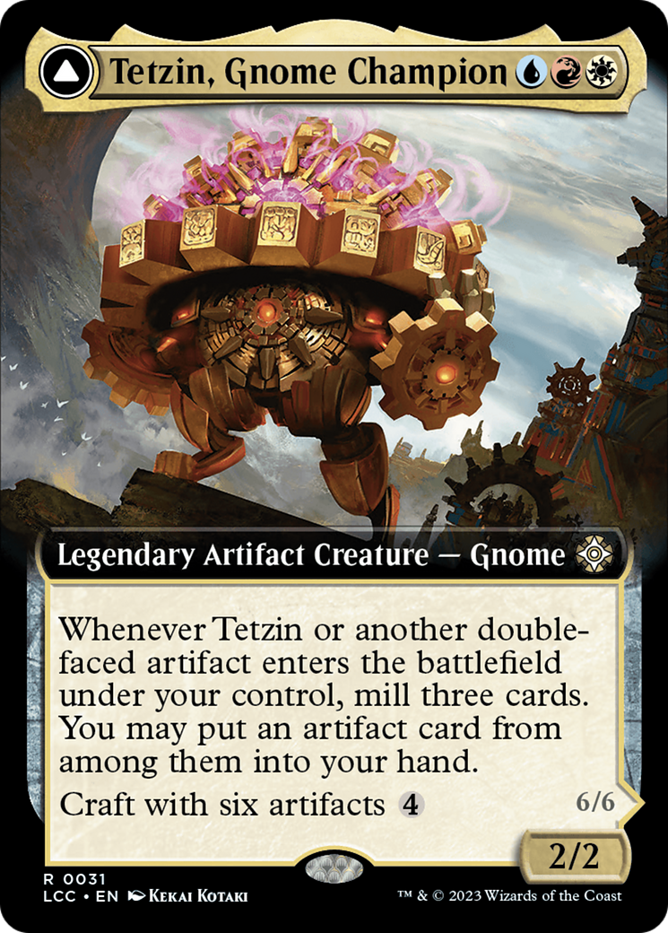 Tetzin, Gnome Champion // The Golden-Gear Colossus (Extended Art) [The Lost Caverns of Ixalan Commander] | Gam3 Escape