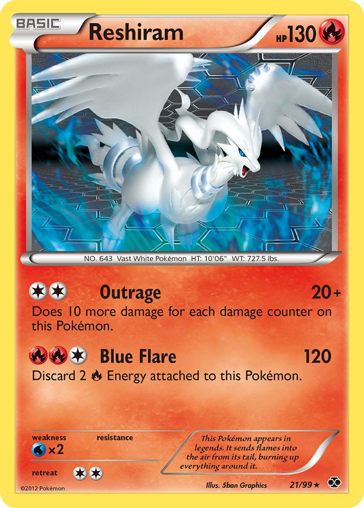 Reshiram (21/99) (Theme Deck Exclusive) [Black & White: Next Destinies] | Gam3 Escape