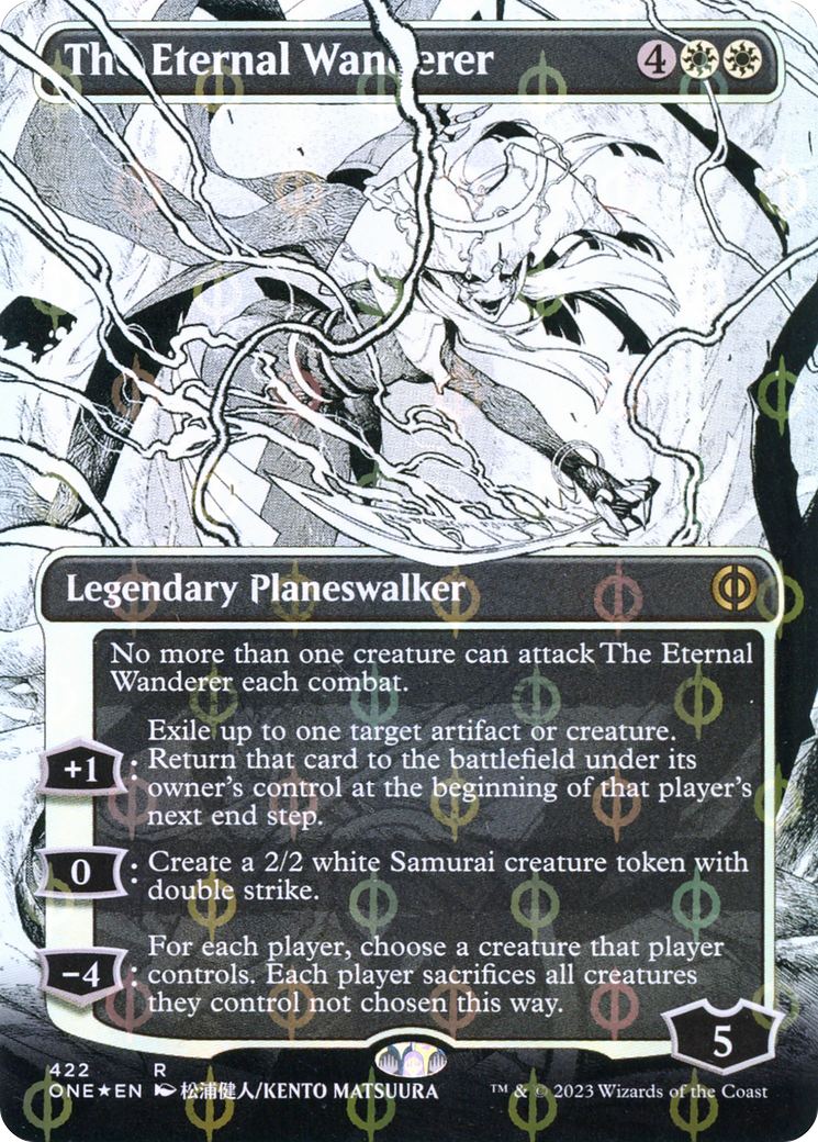 The Eternal Wanderer (Borderless Manga Step-and-Compleat Foil) [Phyrexia: All Will Be One] | Gam3 Escape