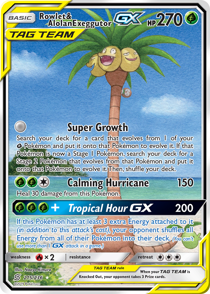 Rowlet & Alolan Exeggutor GX (215/236) [Sun & Moon: Unified Minds] | Gam3 Escape