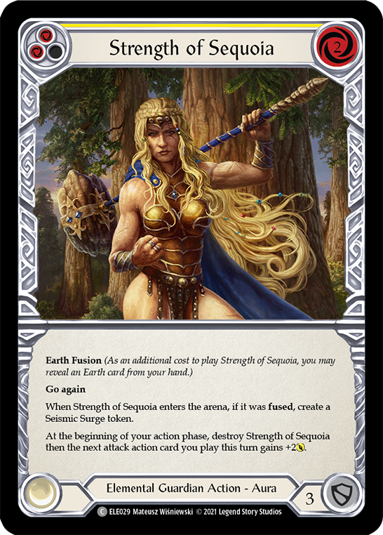 Strength of Sequoia (Yellow) [ELE029] (Tales of Aria)  1st Edition Rainbow Foil | Gam3 Escape