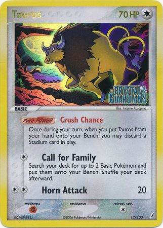 Tauros (12/100) (Stamped) [EX: Crystal Guardians] | Gam3 Escape