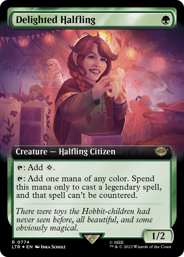 Delighted Halfling (Extended Art) (Surge Foil) [The Lord of the Rings: Tales of Middle-Earth] | Gam3 Escape
