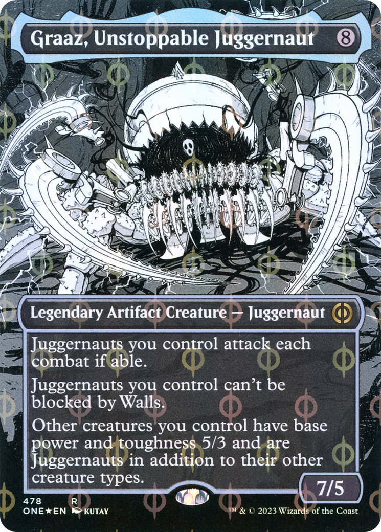 Graaz, Unstoppable Juggernaut (Borderless Manga Step-and-Compleat Foil) [Phyrexia: All Will Be One] | Gam3 Escape