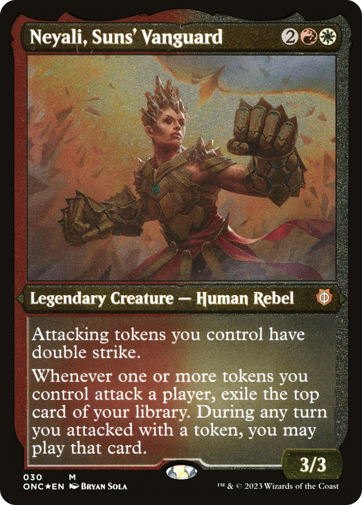 Neyali, Suns' Vanguard (Foil Etched) (Display Commander) [Phyrexia: All Will Be One Commander] | Gam3 Escape