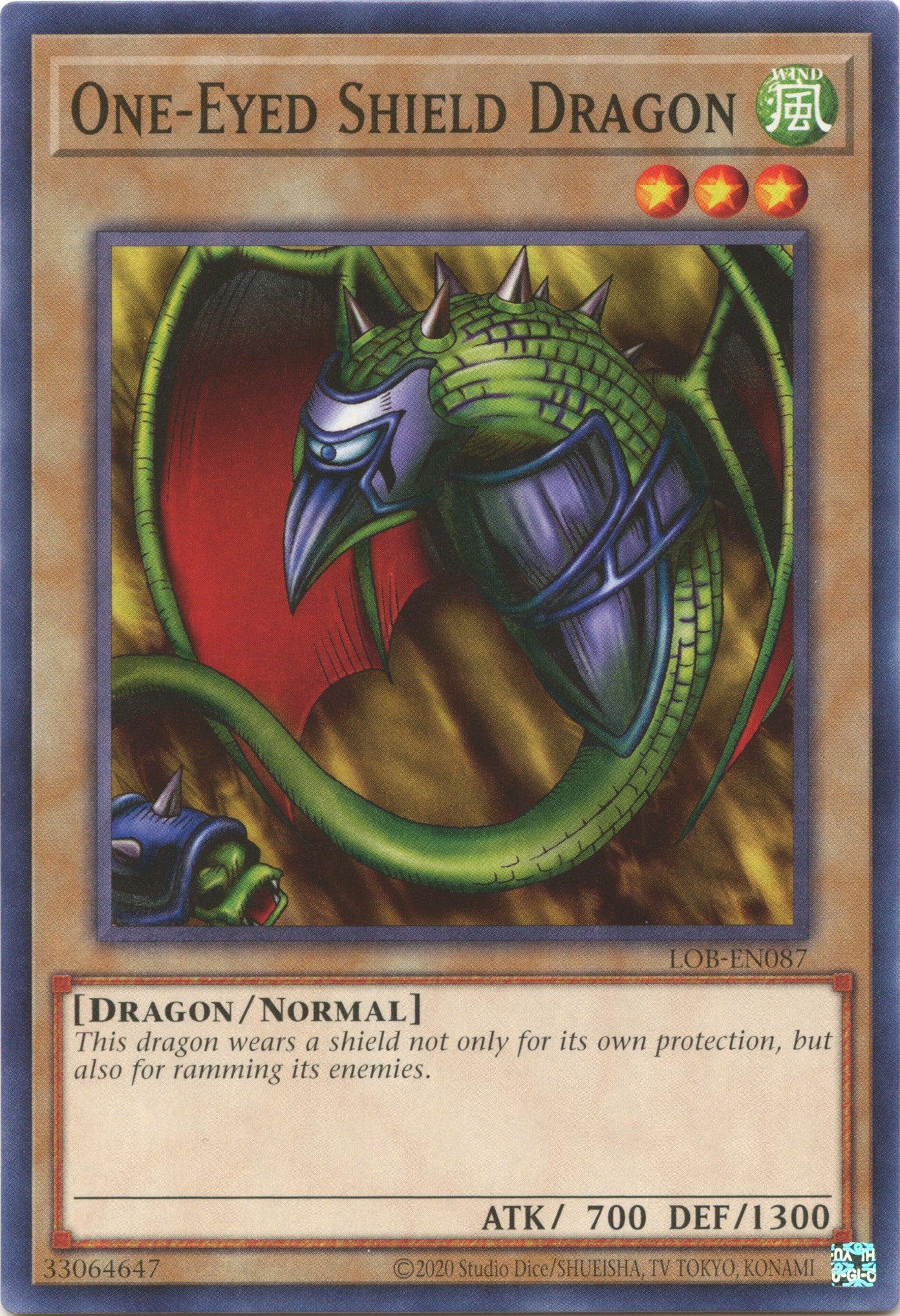 One-Eyed Shield Dragon (25th Anniversary) [LOB-EN087] Common | Gam3 Escape