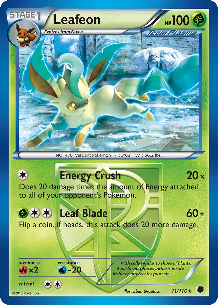 Leafeon (11/116) (Theme Deck Exclusive) [Black & White: Plasma Freeze] | Gam3 Escape