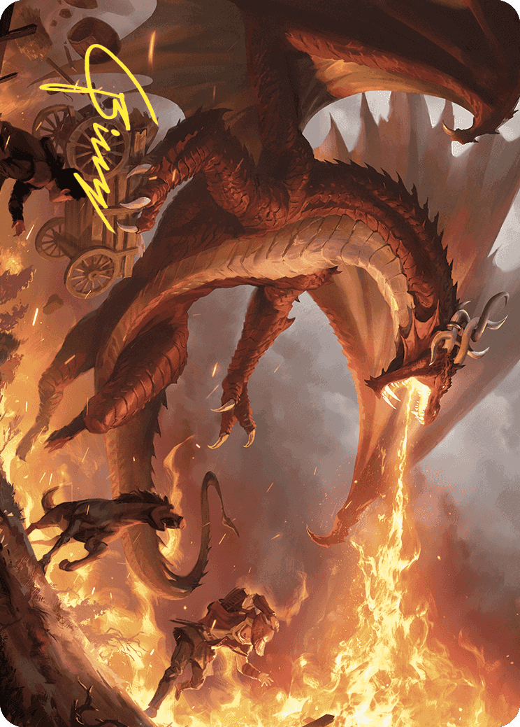 Realm-Scorcher Hellkite Art Card (Gold-Stamped Signature) [Wilds of Eldraine Art Series] | Gam3 Escape