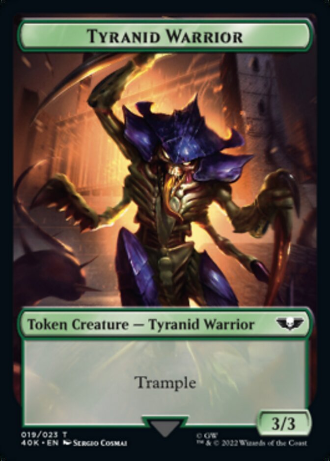 Tyranid (017) // Tyranid Warrior Double-sided Token (Surge Foil) [Universes Beyond: Warhammer 40,000 Tokens] | Gam3 Escape