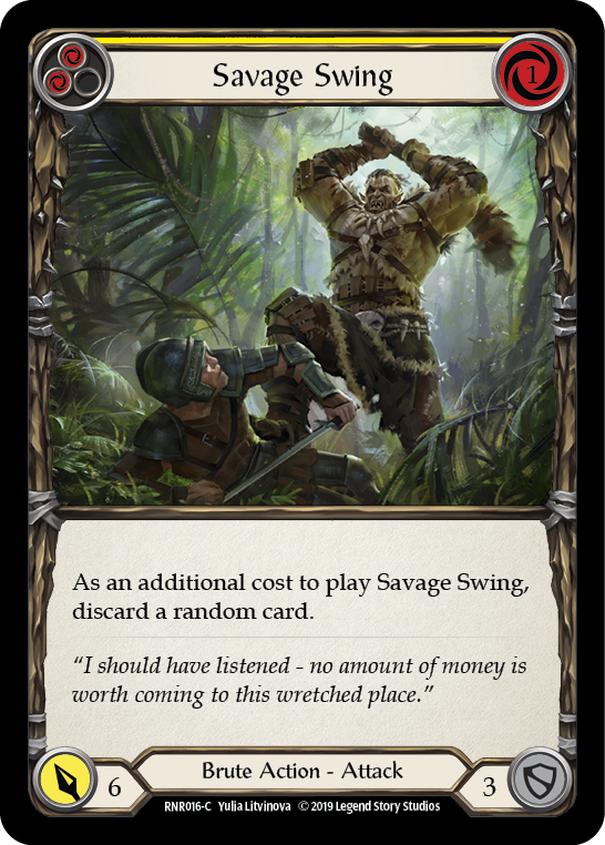Savage Swing (Yellow) [RNR016-C] (Rhinar Hero Deck)  1st Edition Normal | Gam3 Escape