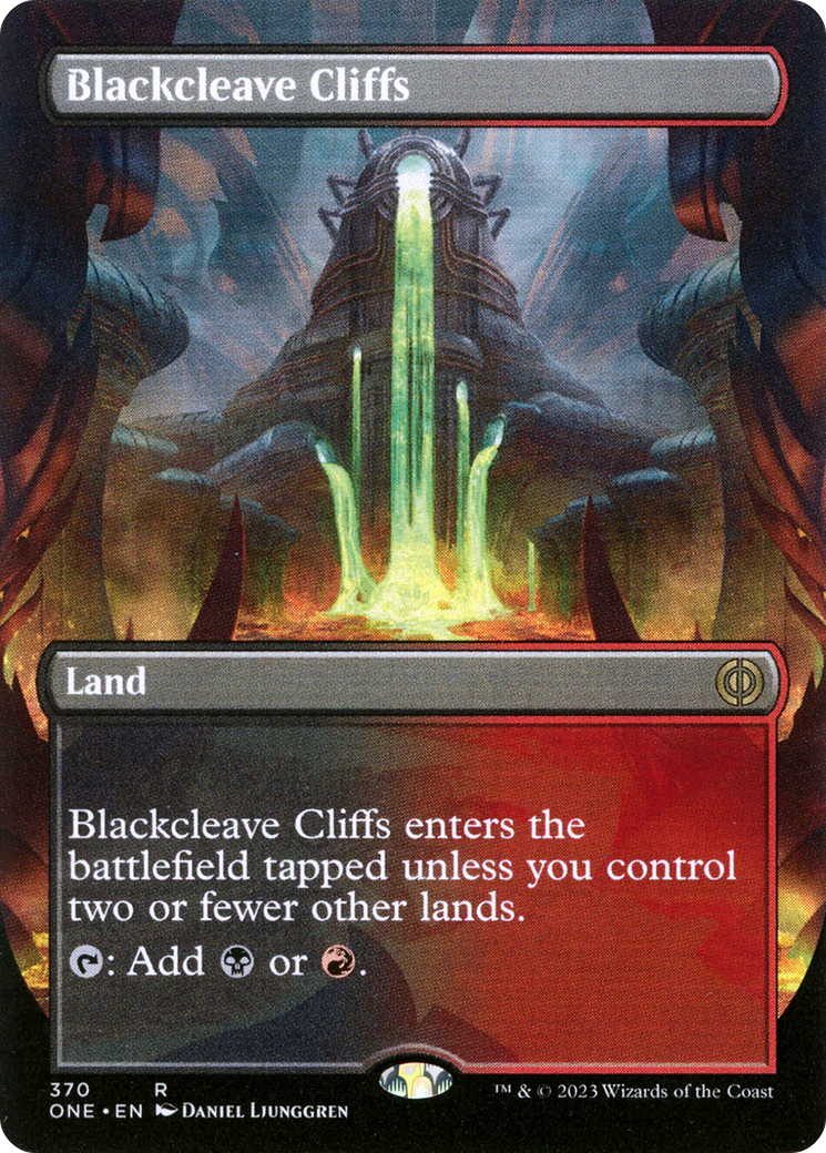 Blackcleave Cliffs (Borderless Alternate Art) [Phyrexia: All Will Be One] | Gam3 Escape