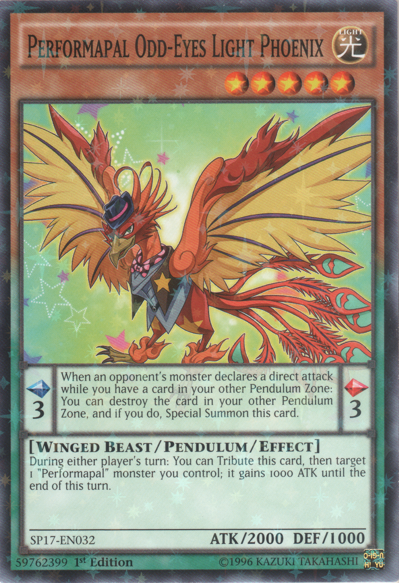 Performapal Odd-Eyes Light Phoenix (Starfoil) [SP17-EN032] Starfoil Rare | Gam3 Escape